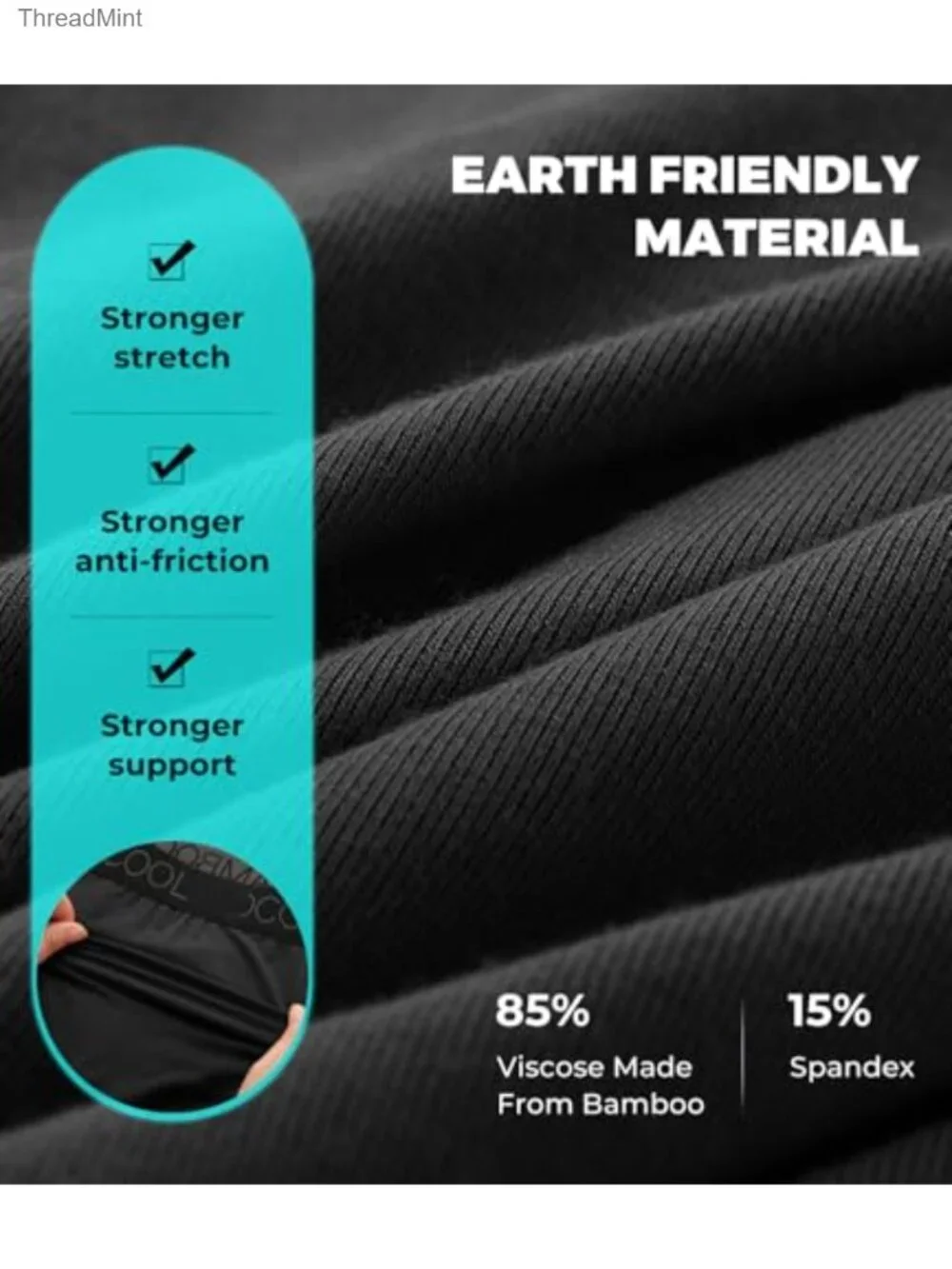 Men's Bamboo Viscose Trunks Underwear Breathable Mesh Fly Moisture Wicking 4